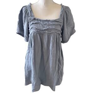 Aura Babydoll Puff Sleeve Mini Dress Cornflower Blue S